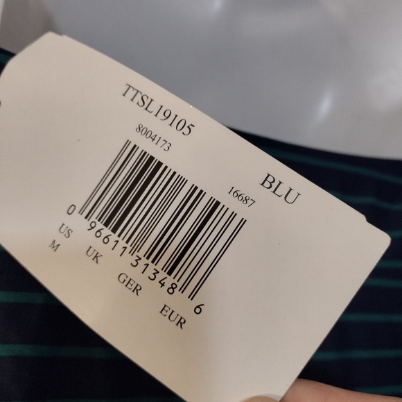 Miraclesuit Penbrooke Striped Halter Swimsuit NEW! Wrap bust Green Navy Medium - Picture 2 of 8